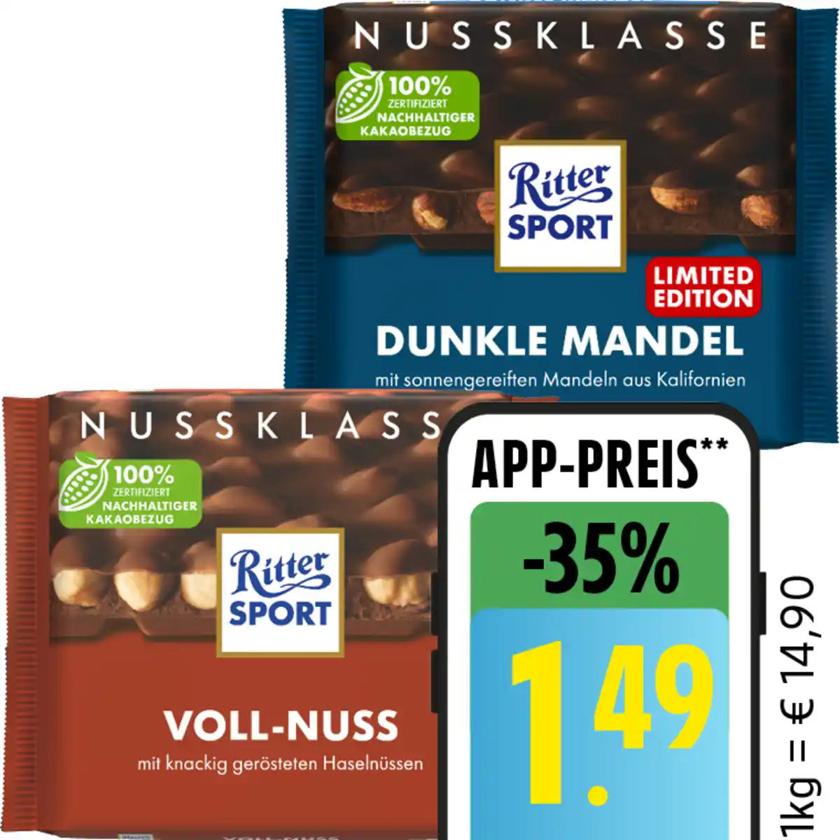 Bild 1 von Ritter Sport Schokolade Nuss- oder Kakao-Klasse