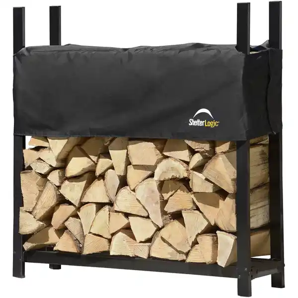 Bild 1 von ShelterLogic Kaminholzregal inklusive Abdeckung schwarz Stahl 36 x 120 x 119 cm