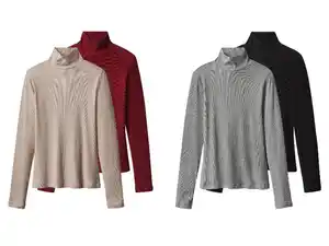 esmara® Damen Gerippte Rollkragenshirts, 2 Stück
