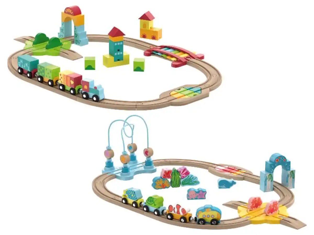 Bild 1 von lupilu® Holz Eisenbahnset »Montessori-Set / Unterwasserwelt«