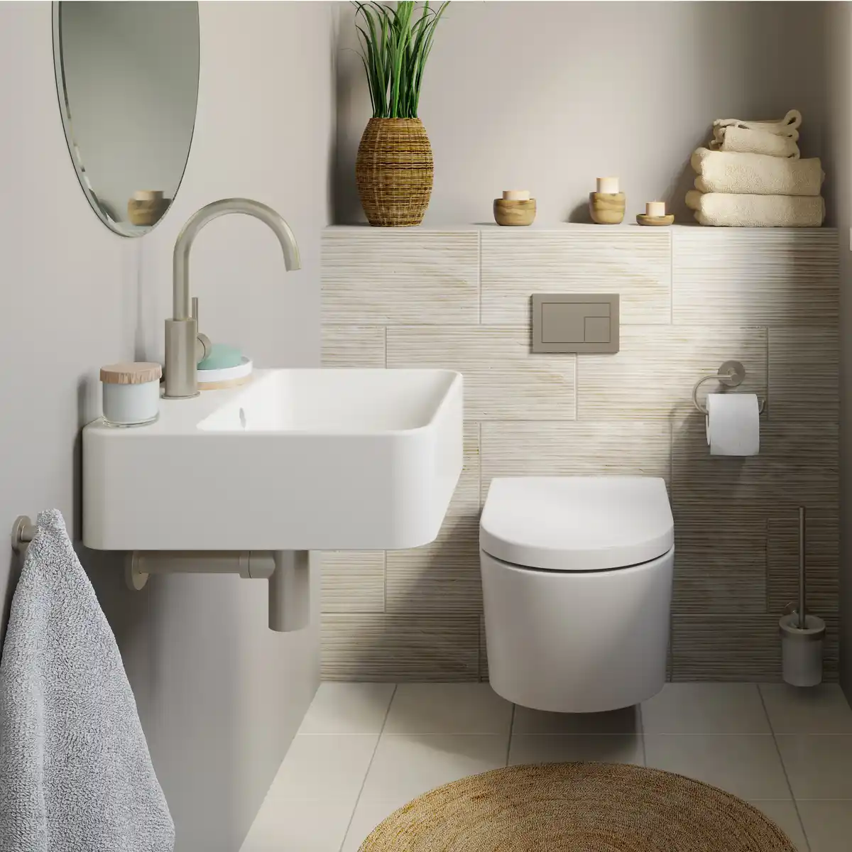 Bild 1 von Lenz Gästebad-Set 'Perfect Fit' weiß/edelstahl 8-teilig