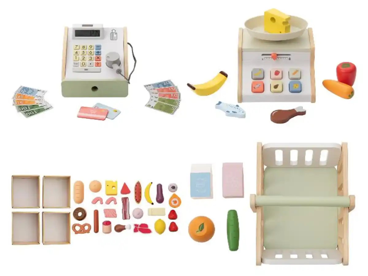 Bild 1 von lupilu® Kassen-Set / Waagen-Set / Lebensmittelkisten-Set / Einkaufskorb