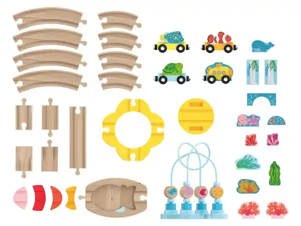 Bild 3 von lupilu® Holz Eisenbahnset »Montessori-Set / Unterwasserwelt«