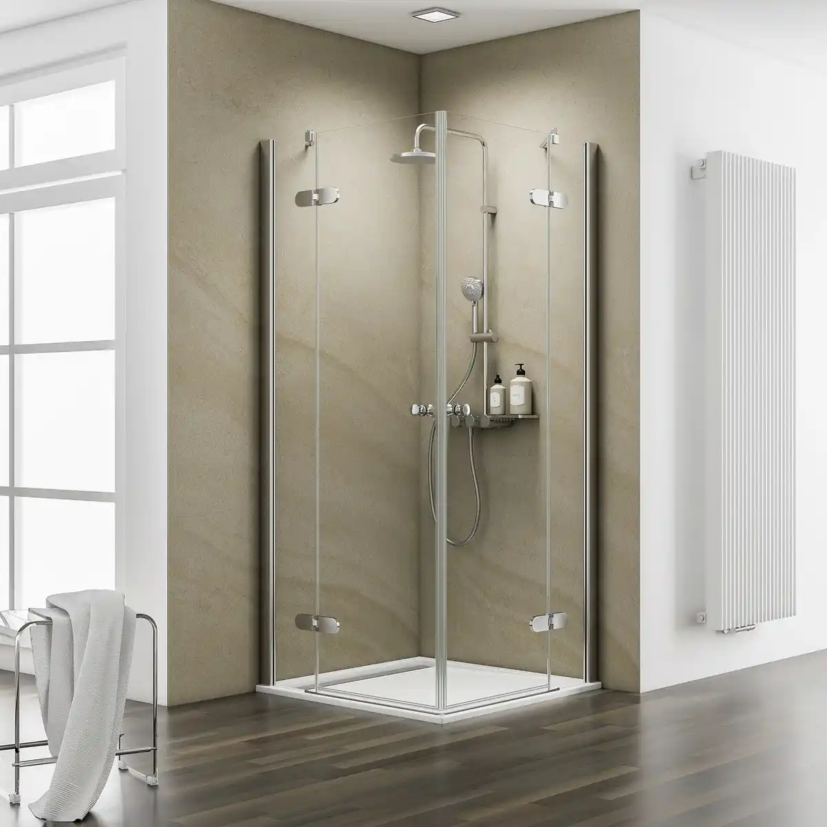 Bild 1 von SCHULTE Eckeinstieg »MasterClass«, mit Drehtür, Höhe: 200 cm, chromfarben, Scheibenstärke: 6 mm