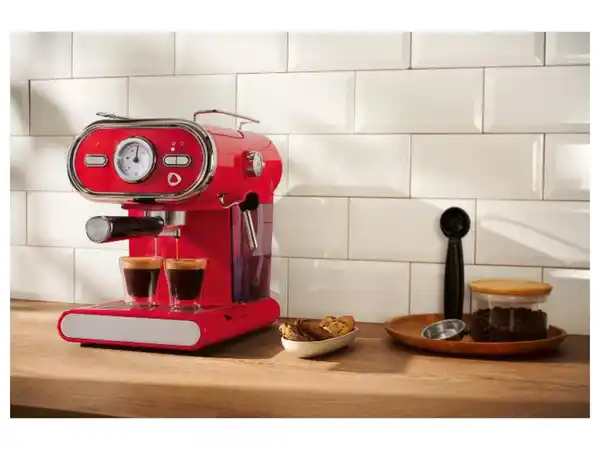 Bild 2 von SILVERCREST® Espressomaschine Chrom Retro 1973 rot SEMC 1100 A1