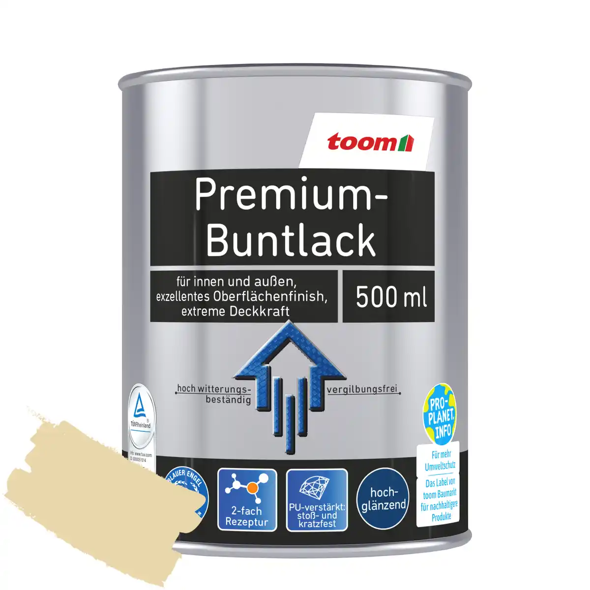 Bild 1 von toom Premium-Buntlack elfenbeinfarben glänzend 500 ml