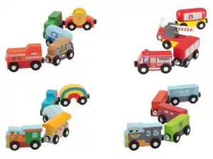 lupilu® Lastzug / Feuerwehrzug / Kinderzug / Güterzug, 5-teilig