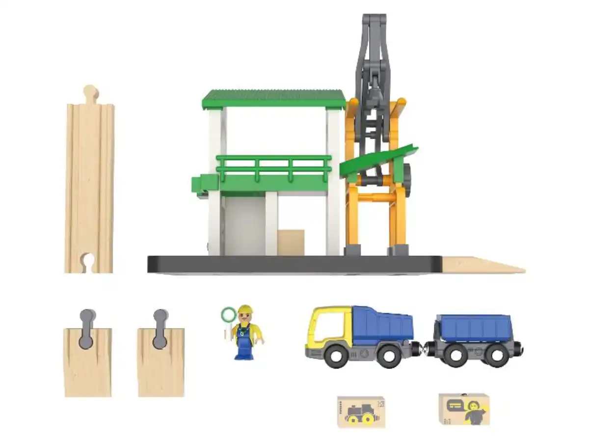 Bild 3 von lupilu® Lokschuppen / Bahnhof / Weichenhäuschen / Verladestation, 13-teilig / 8-teilig / 4-teilig / 15-teilig