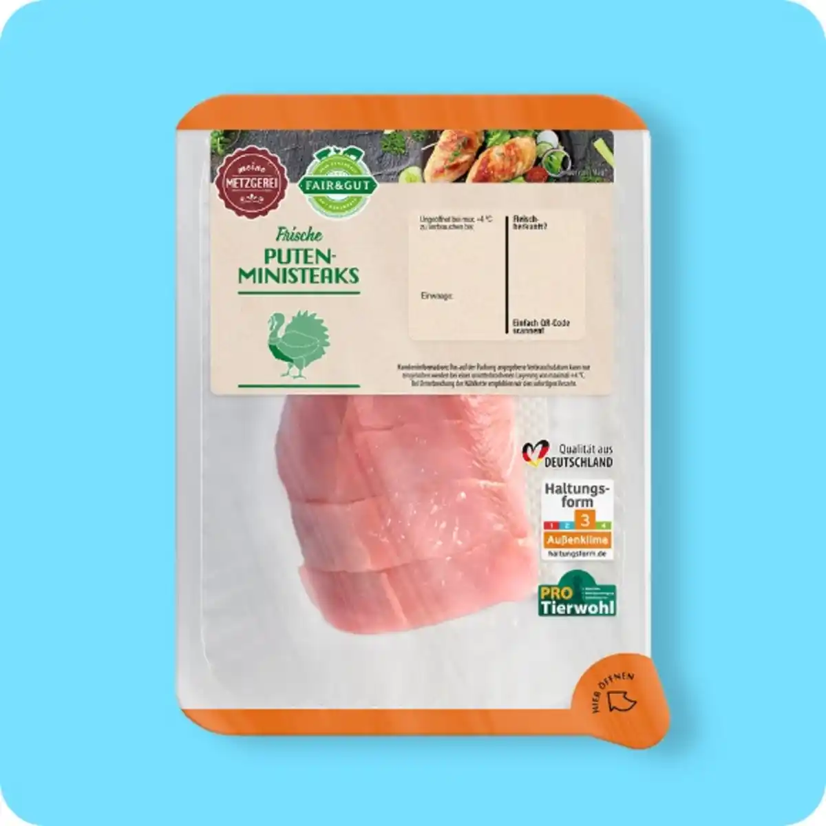 Bild 1 von FAIR & GUT Puten-Ministeaks, Aus dem Putenbrustfilet geschnitten