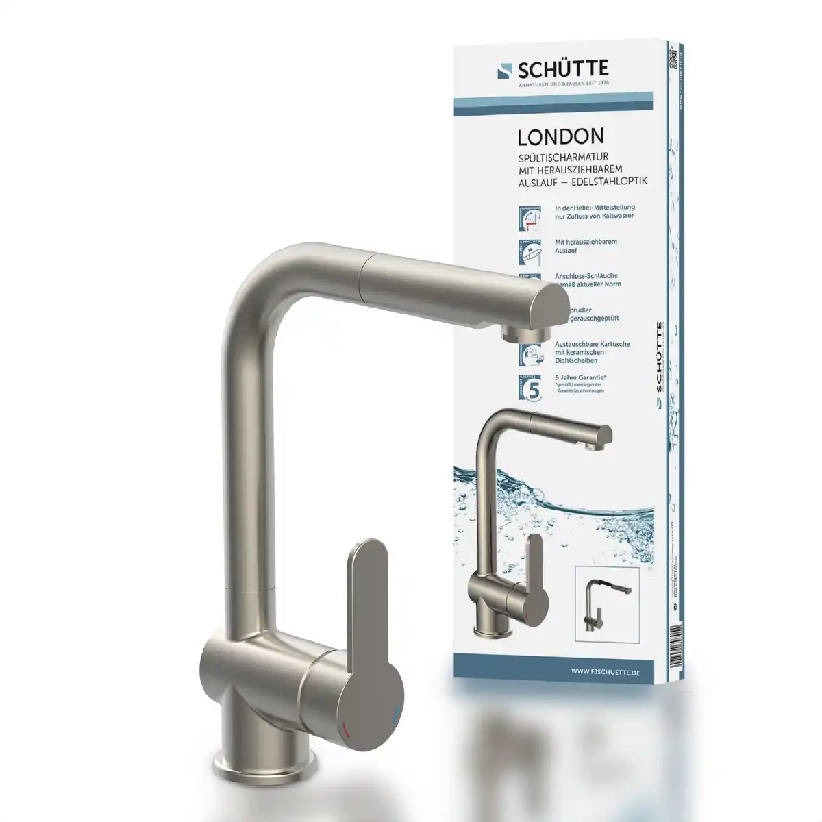 Bild 1 von Schütte Spültischarmatur 'London' mit Geschirrbrause edelstahlfarben
