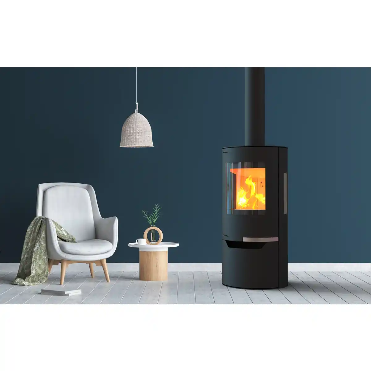 Bild 2 von THERMIA Kaminofen »Lübeck«, schwarz, Stahl, 6 kW