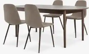 MARSTRAND L200/280 Tisch eichenf. dunkel + 4 JONSTRUP beige