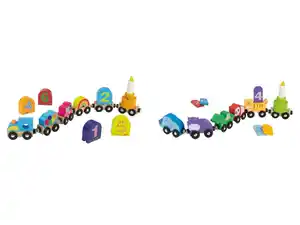 lupilu® Holzeisenbahn-Set, 16-teilig / 13-teilig