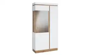 Wojcik Meble Sp. z.o.o - Vitrine Calabria, weiß/Eiche Nachbildung, 103,6 x 200,5 cm, inkl. Push-to-Open Funktion
