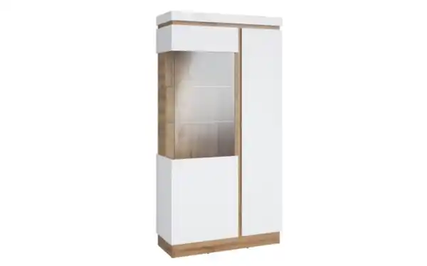 Bild 1 von Wojcik Meble Sp. z.o.o - Vitrine Calabria, weiß/Eiche Nachbildung, 103,6 x 200,5 cm, inkl. Push-to-Open Funktion