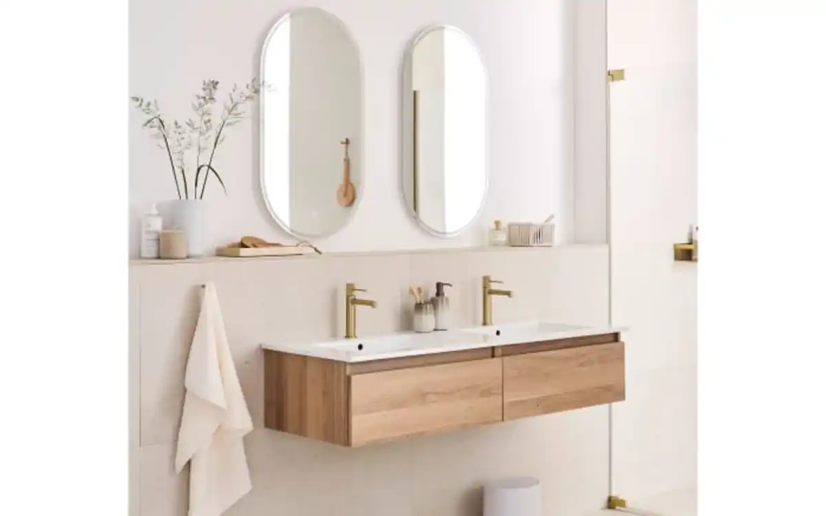 Bild 1 von Badkombination Stockholm, Eiche-Nachbildung, inkl. LED Beleuchtung