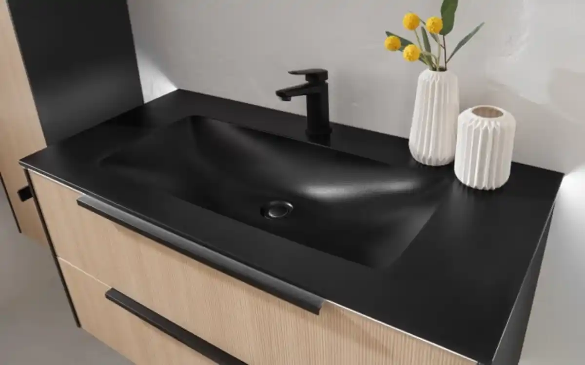 Bild 4 von Musterring - Badkombination Riana, Eiche/schwarz, inkl. LED Fugenbeleuchtung