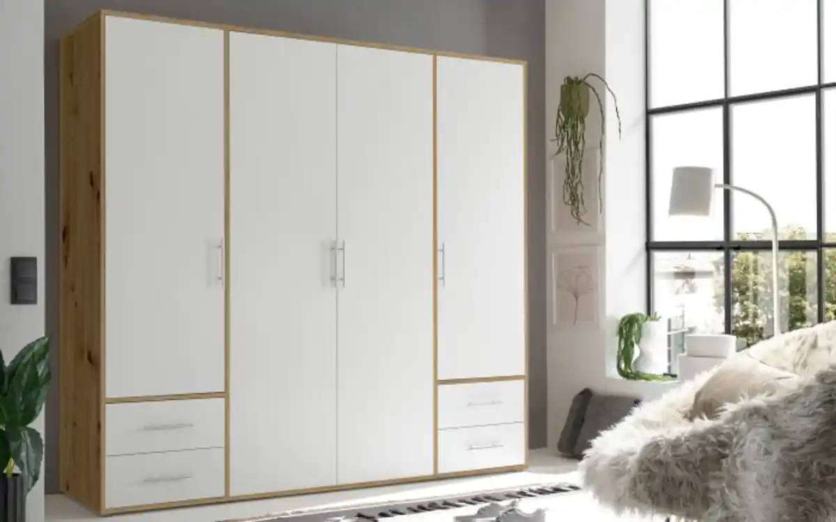 Bild 1 von Pol Power - Drehtürenschrank Valencia, weiß, Korpus Artisan-Eiche, 206 x 195 cm