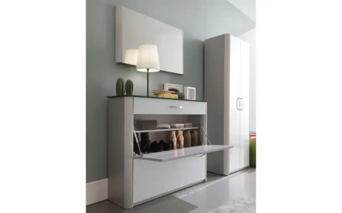 Bild 2 von Arredokit - Schuhschrank Melodie, weiß/alufarbig, inkl. Softclose Funktion