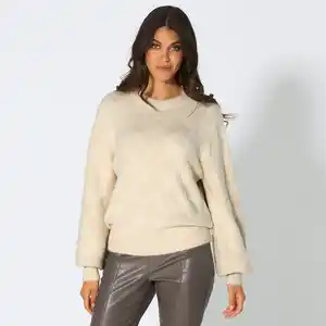 Damen-Jacquardpullover mit Rundhalsausschnitt