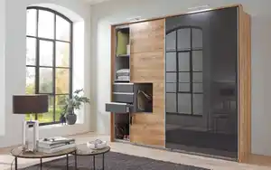 wimex - Schwebetürenschrank Saigon, Plankeneiche, 225 x 210 cm