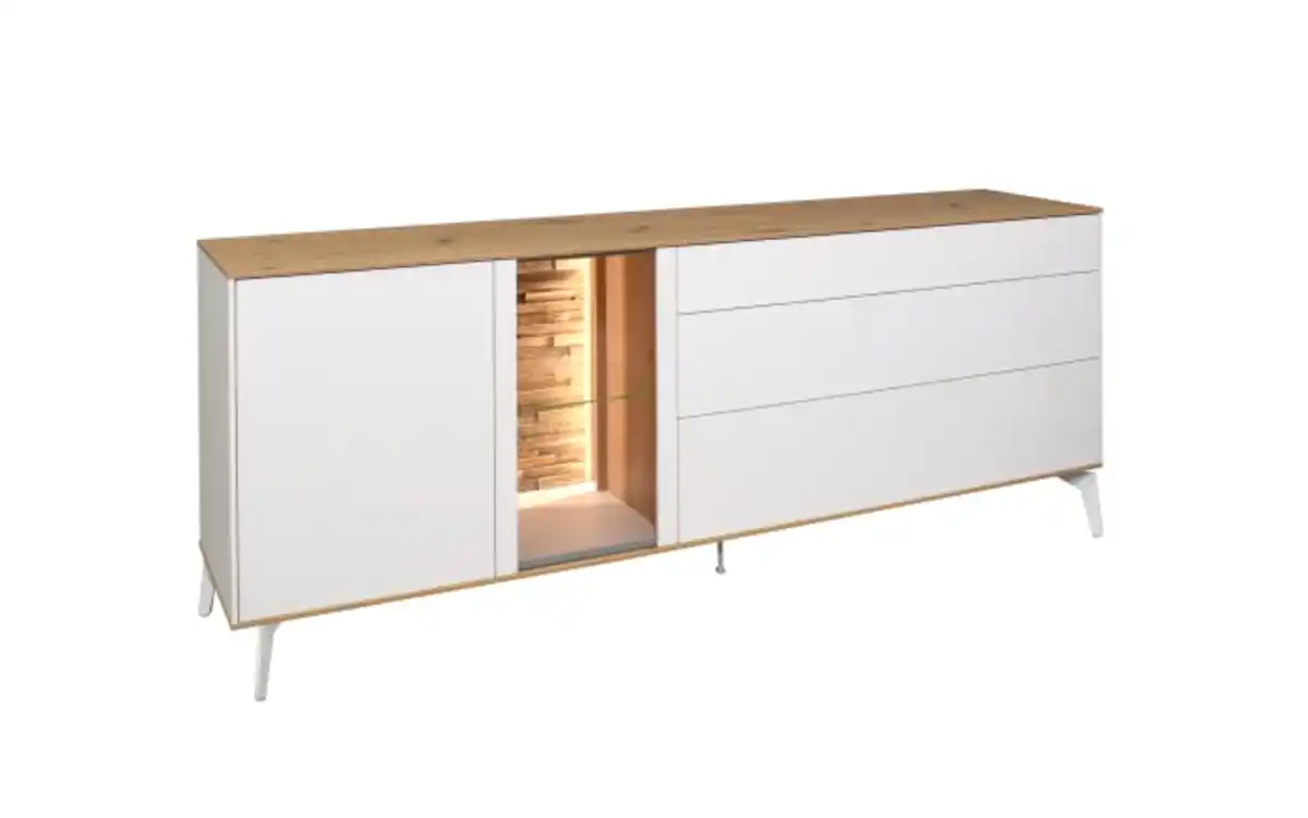 Bild 1 von Mäusbacher - Lowboard Faro, weiß/Asteiche, 80 cm, inkl. Push-to-Open Funktion