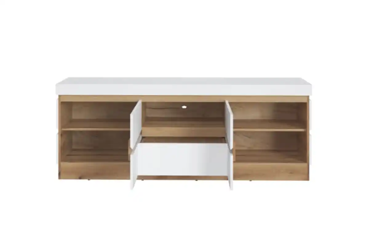 Bild 2 von Wojcik Meble Sp. z.o.o - Lowboard Calabria, weiß/Eiche Nachbildung, 180,2 x 68 cm, inkl. Push-to-Open Funktion