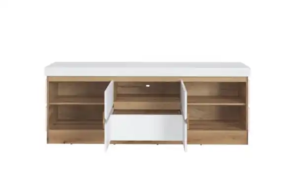 Bild 2 von Wojcik Meble Sp. z.o.o - Lowboard Calabria, weiß/Eiche Nachbildung, 180,2 x 68 cm, inkl. Push-to-Open Funktion