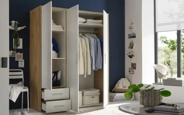 Bild 2 von Pol Power - Drehtürenschrank Valencia, weiß, Korpus Artisan-Eiche, 155 x 195 cm