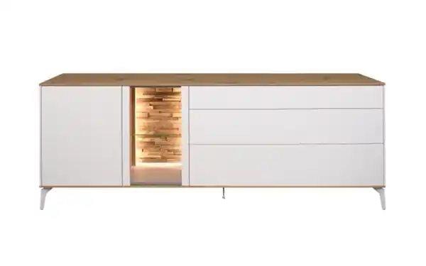 Bild 2 von Mäusbacher - Lowboard Faro, weiß/Asteiche, 80 cm, inkl. Push-to-Open Funktion