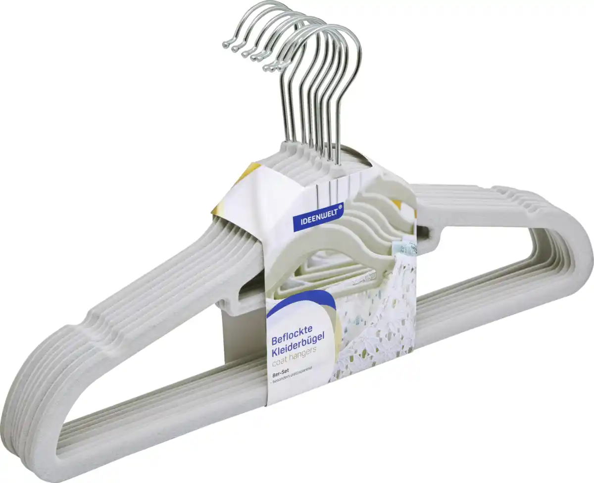Bild 1 von IDEENWELT 8er Set Beflockte Kleiderbügel