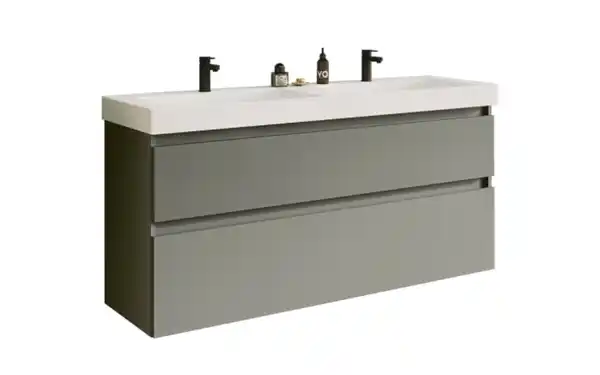 Bild 3 von Mondo - Badprogramm Moyo, betongrün, inkl. Doppelwaschtisch