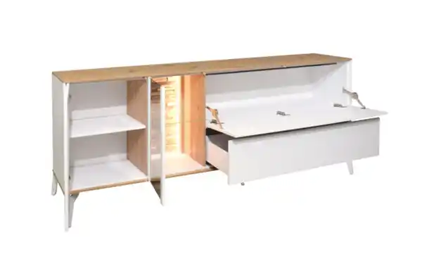 Bild 4 von Mäusbacher - Lowboard Faro, weiß/Asteiche, 80 cm, inkl. Push-to-Open Funktion