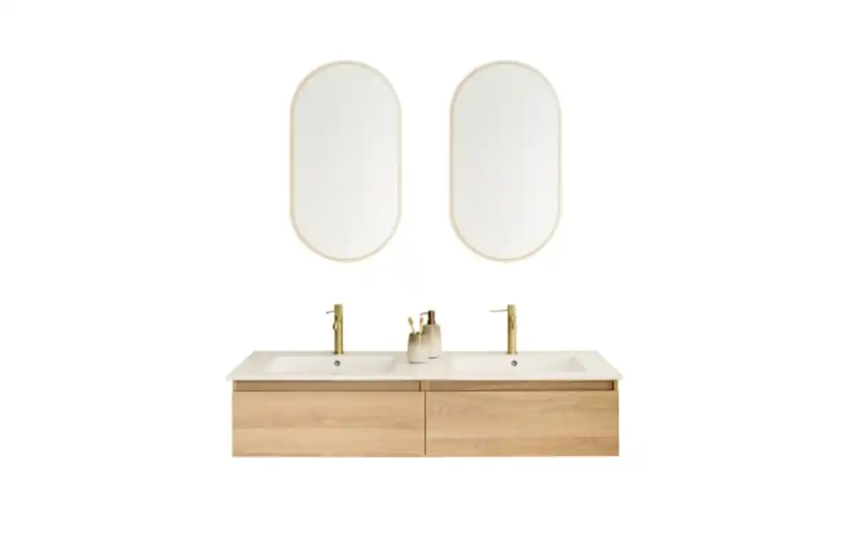 Bild 4 von Badkombination Stockholm, Eiche-Nachbildung, inkl. LED Beleuchtung