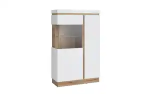 Wojcik Meble Sp. z.o.o - Vitrine Calabria, weiß/Eiche Nachbildung, 103,6 x 163,5 cm, inkl. Push-to-Open Funktion