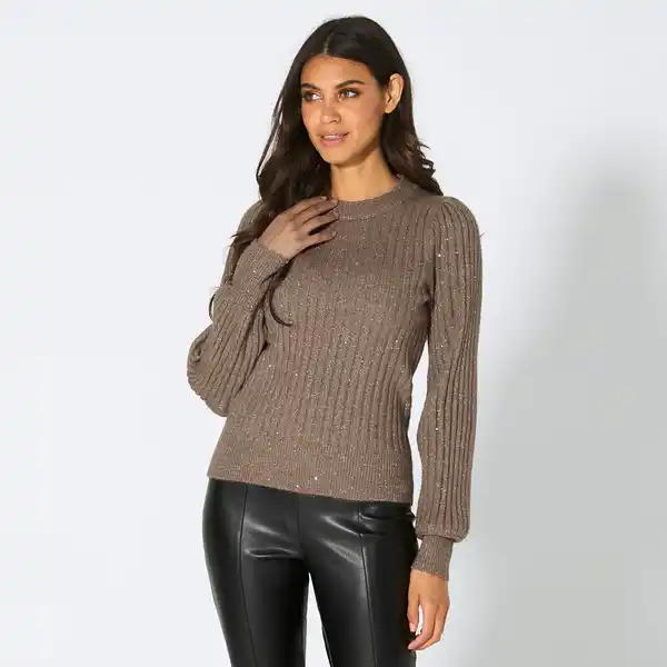 Bild 1 von Damen-Pullover mit Pailletten-Besatz
