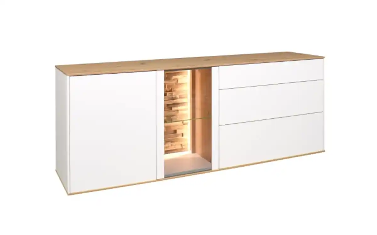 Bild 1 von Mäusbacher - Lowboard Faro, weiß/Asteiche, 65 cm, inkl. Push-to-Open Funktion