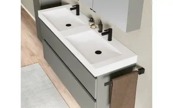 Bild 2 von Mondo - Badprogramm Moyo, betongrün, inkl. Doppelwaschtisch