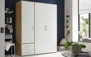 Pol Power - Drehtürenschrank Valencia, weiß, Korpus Artisan-Eiche, 155 x 195 cm