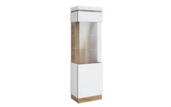 Bild 1 von Wojcik Meble Sp. z.o.o - Vitrine Calabria, weiß/Eiche Nachbildung, links, 60,1 x 200,5 cm, inkl. Push-to-Open Funktion