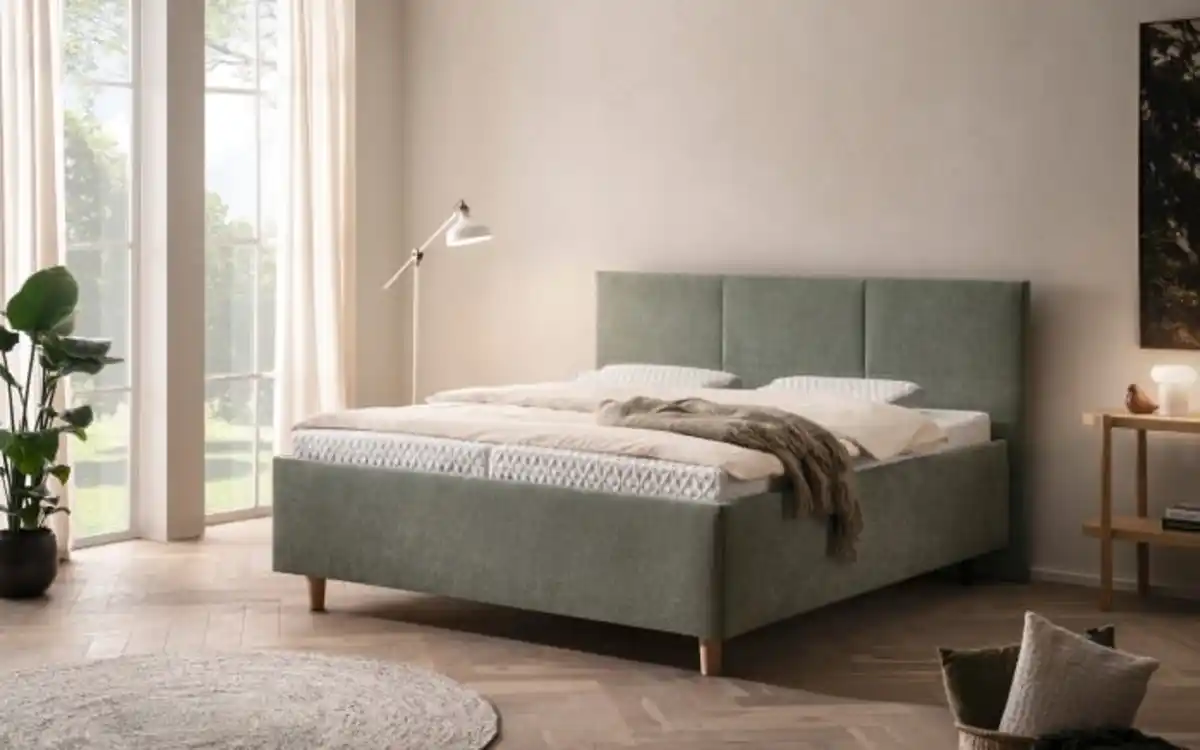 Bild 1 von Polsterbett Barell, grün, 180 x 200 cm, H3/H4