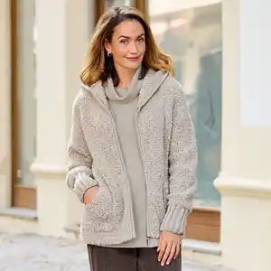 Damen-Jacke in Bouclè-Optik mit Wolle