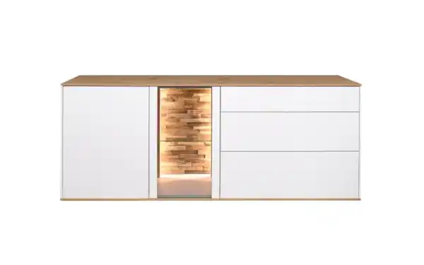 Bild 2 von Mäusbacher - Lowboard Faro, weiß/Asteiche, 65 cm, inkl. Push-to-Open Funktion