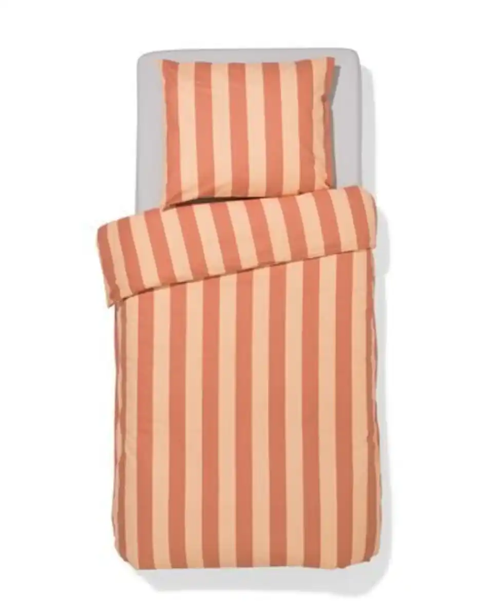 Bild 1 von Bettbezug 140 x 200/220 cm weiche Baumwolle gestreift Pfirsich
