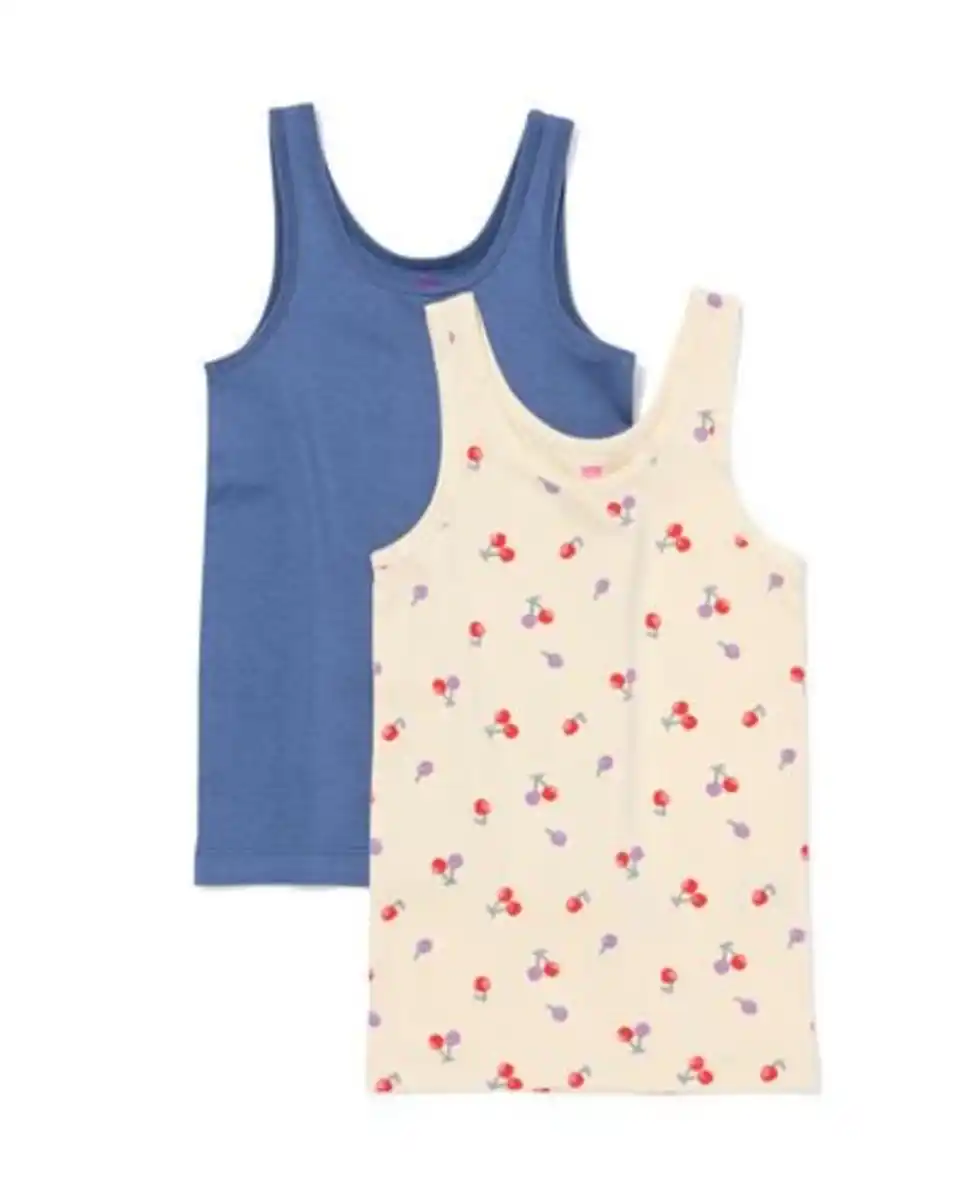 Bild 1 von Kinder-Unterhemden aus Baumwollstretch, Kirschen – 2 Stück blau