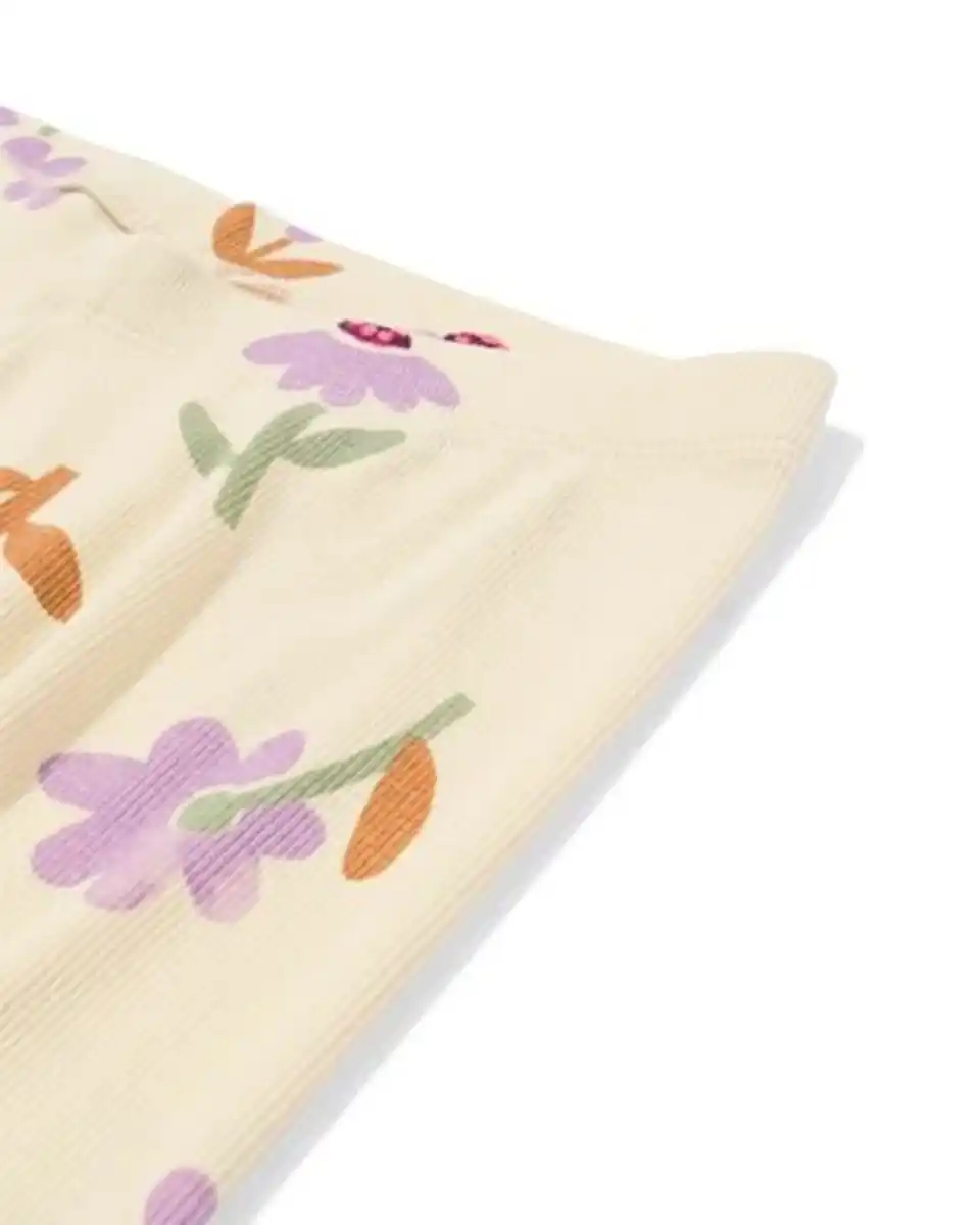 Bild 2 von Kinderpyjama gerippt mit Blumen eierschalenfarben
