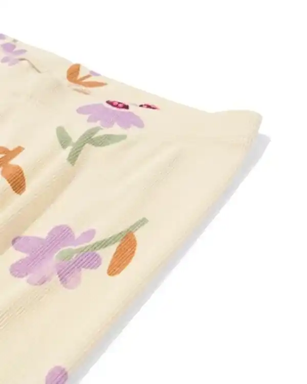 Bild 2 von Kinderpyjama gerippt mit Blumen eierschalenfarben
