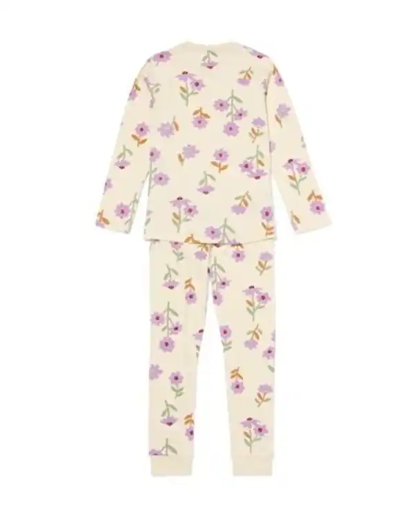 Bild 4 von Kinderpyjama gerippt mit Blumen eierschalenfarben