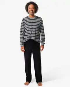 Herrenpyjama Terry, gestreift schwarz