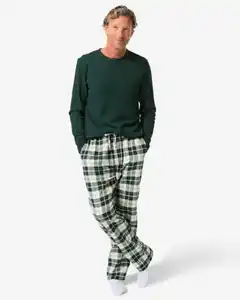 Herrenpyjama aus Waffelflanell grĂĽn